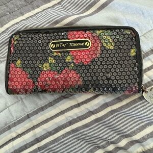 Betsey Johnson Black and Pink Sequin Wallet